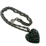 Sweet Romance black rhinestone heart pendant necklace Black Photo 6