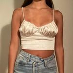 Princess Polly Champagne Bow Rouched Crop Top Photo 0