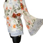 Joie  Kiora Silk Floral Romper with Wide Sleeves Ivory and Peach Size XS Photo 3