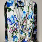 J. Dosi LA Celebrity Fashion Designer Silk Floral Long Sleeve Blouse Top Size 1 White Size M Photo 0