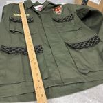 Green Military Style Jacket xs Tiger Patch Queen Bee gold tone sequins graphic Photo 4