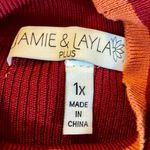 Jamie & Layla Striped Sporty Mock Neck Sweater Red Size 1X Photo 2