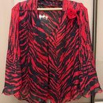 DYI Vintage DIY red & black top transparent blouse size medium/large Photo 0