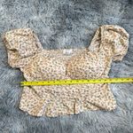 Cream Puff Sleeve Ruffled Crop Blouse Size XL Photo 0