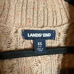 Lands' End  tan speckled cable knit fisherman cardigan sweater Photo 2