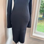 Maria McManus Cutout High Neck Large Black Ribbed Dress Long Sleeve Cocktail Photo 3