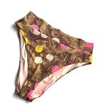 Aerie High Cut Cheeky Bikini Bottoms Ribbed Brown Pink Floral XXL Photo 0