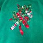 Hanes Vintage 90s Christmas Sweatshirt Womens Large Green Crew Neck Motif Retro Photo 2
