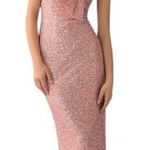 Mac Duggal IEENA for Sequined Faux Bow Column Gown Pink Sequin Size 6 NEW Photo 0