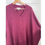 Nordstrom Wool Poncho Sweater One Size Burgundy Wine V-Neck Cable Knit Cashmere Photo 4