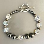 Hematite Swarovski crystal and silver bracelet Photo 0
