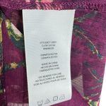 Kut From The Kloth  Purple Floral Chiffon Balloon Sleeve Button Up Blouse Size L Photo 4
