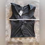 Mango  Black Sleeveless Women’s Shirt Ruffle Tank Top NWT Sz Small Photo 6