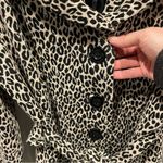 Harvé Benard Vintage 90’s wide collar old money leopard tie front chunky button sweater warm Photo 6