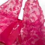 3D butterfly mesh gown Pink Sheer Halter Dress Size L Photo 6