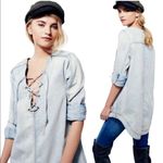 Free People Indigo Lace Up Denim Tunic in Blue Sky Light Wash Photo 1