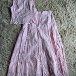 Commence Pink  Eyelet Pattern Maxi Skirt Scalloped Neckline Button-Front Eyelet Crop Top Photo 4