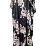 Oscar de la Renta Black & Pink Floral Print Caftan/Kaftan Long Dress L/XL Photo 4