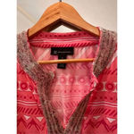INC International Concepts‎ Pink Beaded V Neck Aztec Print Blouse Size Medium Black Photo 2