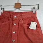 Free People Ray corduroy orange button front mini skirt size 0 Photo 2