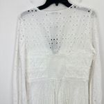 Gianni Bini Katrina Eyelet Mini Dress Cotton Long Sleeve A Line White Medium NWT Photo 5