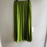 Green Pleated Midi Skirt Elastic Waist A Line Wedding Guest Elegant XS Truth Photo 2