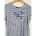 Ralph Lauren Lauren Pajama Gown Women's M Cotton Sleep Shirt Blue Striped Logo Photo 1