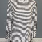 89th and Madison Grey white stripe turtleneck sweater top shirt  woman’s L petite Photo 0