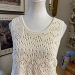 Anthropologie Cream Layered Sweater Crochet Top Size M Photo 4
