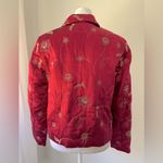 Susan Bristol Vintage Y2K  100% Silk Red Floral Embroidered Lightweight Jacket Photo 5