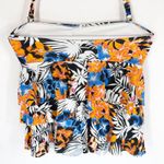 Leilani Size 8‎ Swim Top Ruffle Halter Orange Blue Floral Tropic Black White 580 Photo 3