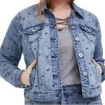 Torrid  Medium Wash Heart Denim Trucker Jacket - Size 18 (2) Photo 0