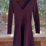 Sandro Women's Burgundy Ribbed Knit Long Sleeve Mini Dress Size XS Photo 2