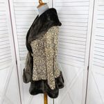 Newport News  Vintage Embossed Faux Fir Trim Leather Princess‎ Swing Coat Small Photo 1