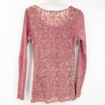 American Age ‎ Womens Y2K Studded Ribbed Lace Back Long Sleeve Henley Top Size M Photo 6
