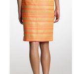 J.Crew Delfine Woven Weave Striped Straight Pencil Knee Skirt Slit 12 Tan Pink Photo 4