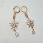 18K Yellow Gold Filled White Zircon Topaz Quartz Drops Earrings Photo 0