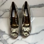 Steve Madden | Brown Cream Reptile Peeptoe Platform Disobey Heels Sz 7.5 Photo 2