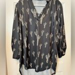 NWT Cowgirl Hardware 3/4 Sleeve Black Leopard Cactus Top Size XL Photo 1