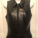 wilson's leather Vintage  Sz M Womens MAXIMA Collarded Peplum Motorcycle Vest Photo 8