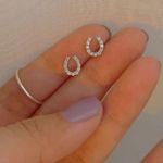 CZ Tiny Horseshoe Stud Earrings for Women Daily Simple Style Silver Photo 1