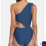 Women’s one shoulder cut out bathing suit Small Blue Photo 1