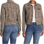 See Thru Soul Fitted Leopard Animal Print Denim Trucker Jacket Size XS NWT Tan Photo 1