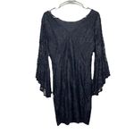 Lulus NWT Allure 'Em In Black Lace Flounce Bell Sleeve Sheath Dress LARGE Photo 4