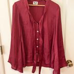 Show Me Your Mumu brynn bell sleeve blouse ruby satin Photo 1