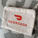 DoorDash Cream Canvas Zip Pouch 8.5”x6” NEW Red Photo 1