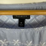 Talbots ‎ Womens Diamond Stripe Embroidered Top Size Medium Blue 3/4 Sleeve Boho Photo 5