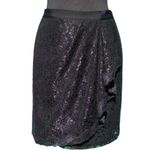 Cache Black Lace Faux Wrap Stretch Ruched Cinched Self Belt Lined Skirt $138 NWT Photo 3