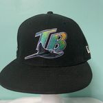 VINTAGE Tampa Bay Devil Rays New Era‎ Hat 7 5/8 Black Wool Cooperstown Photo 0