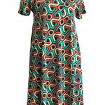 LuLaRoe Womens Dress Size XS Geometric Carly Swing Yellow Orange Green Black Photo 0